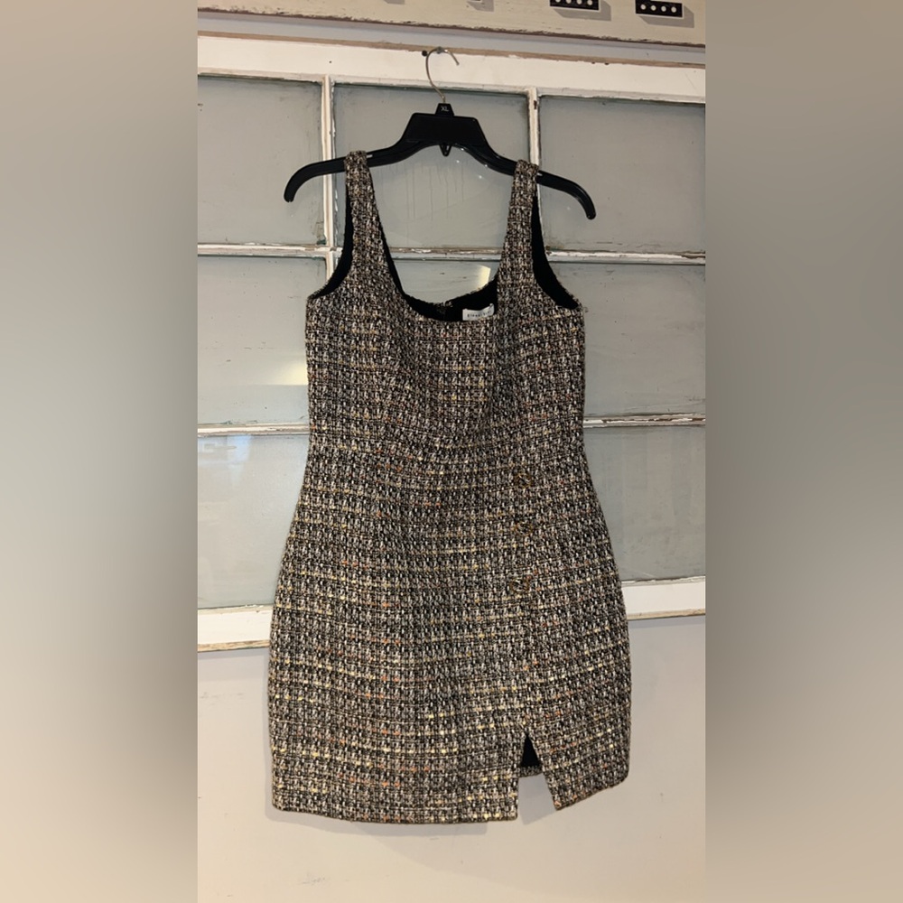 Gianni Bini Gray Sheath Mini Dress Scoop Neck Sleeveless